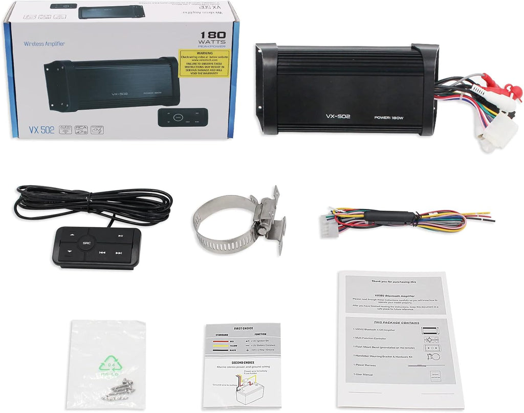 180 Watts 4 Channel Waterproof Marine Bluetooth Amplifier H4997