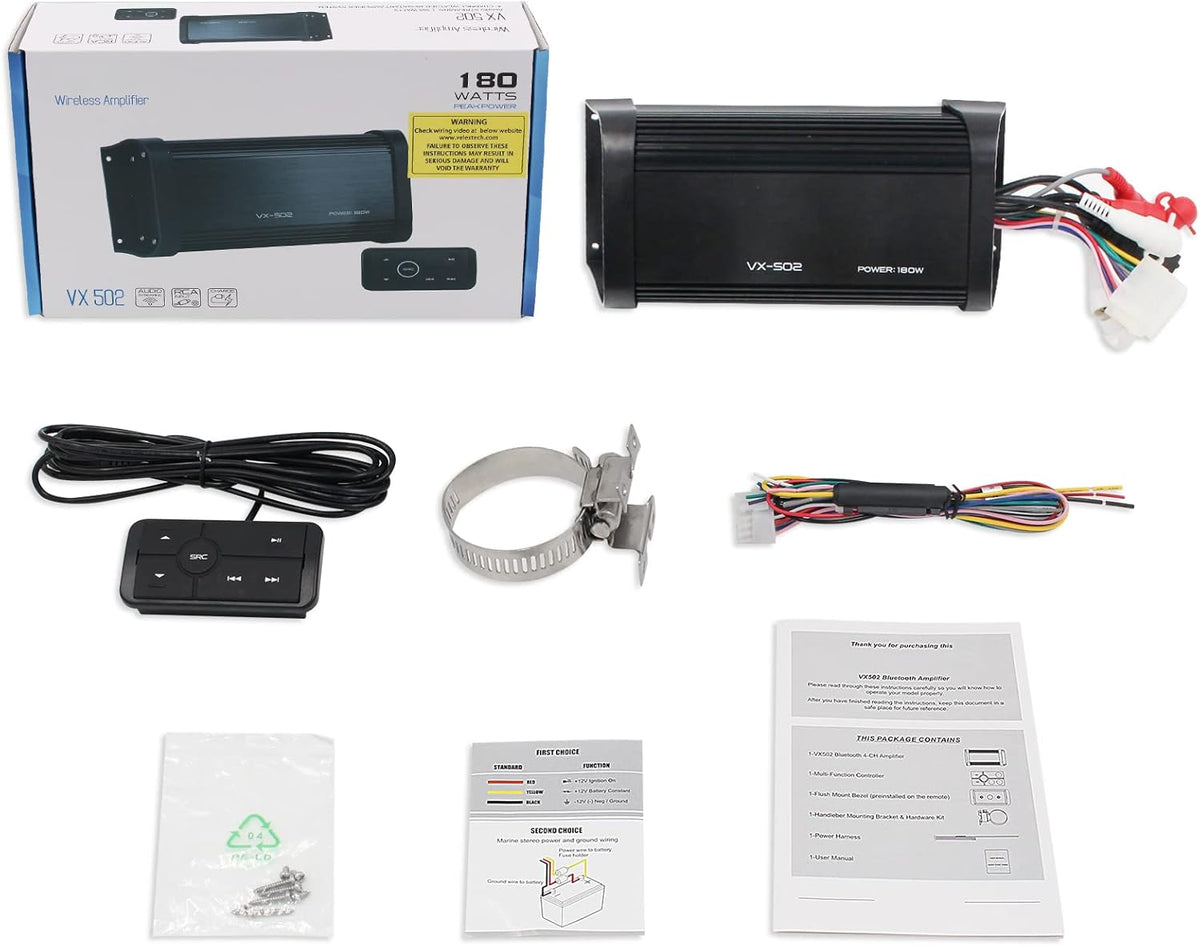 180 Watts 4 Channel Waterproof Marine Bluetooth Amplifier H4997