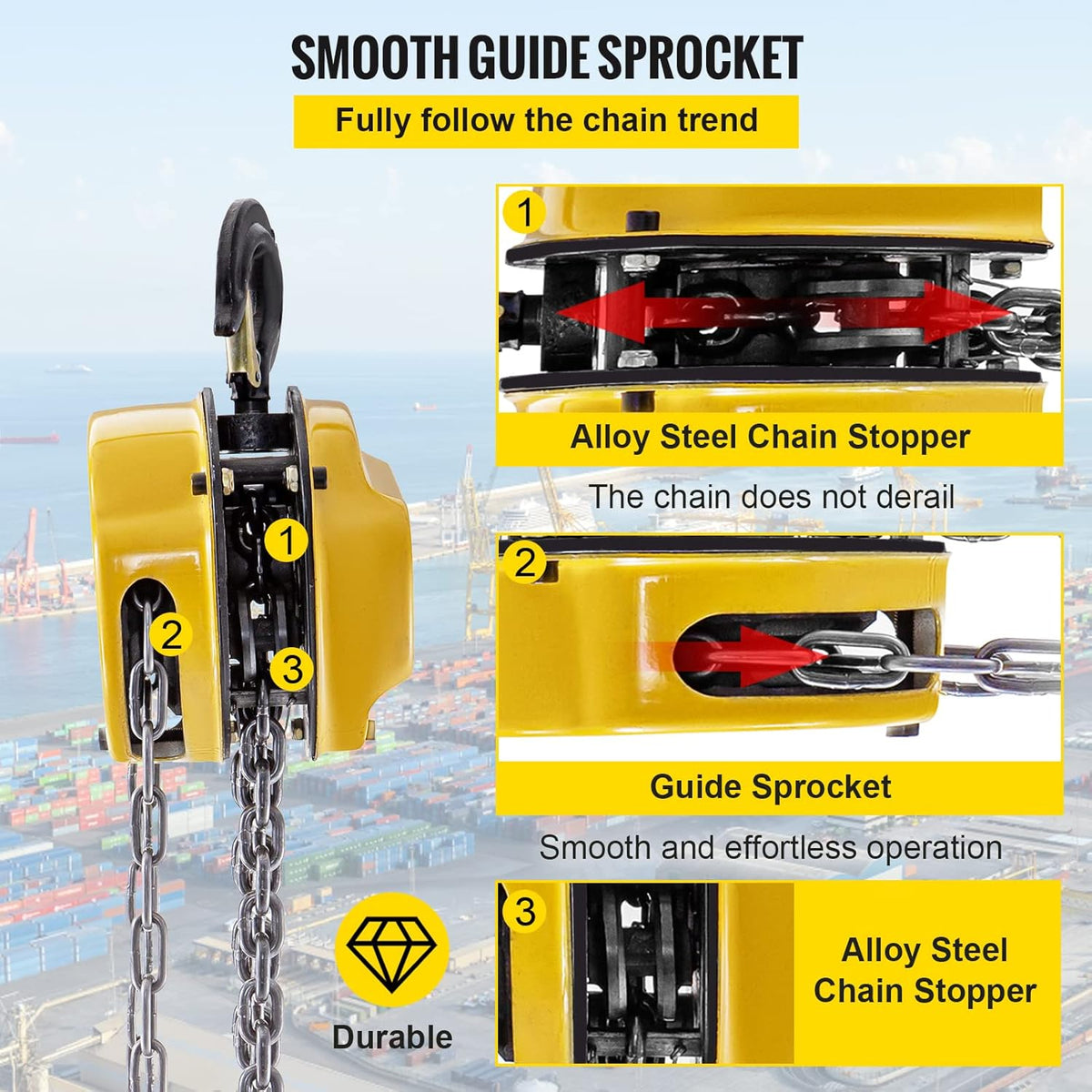 Yellow Pack of 2 Manual Chain Hoist Z7917