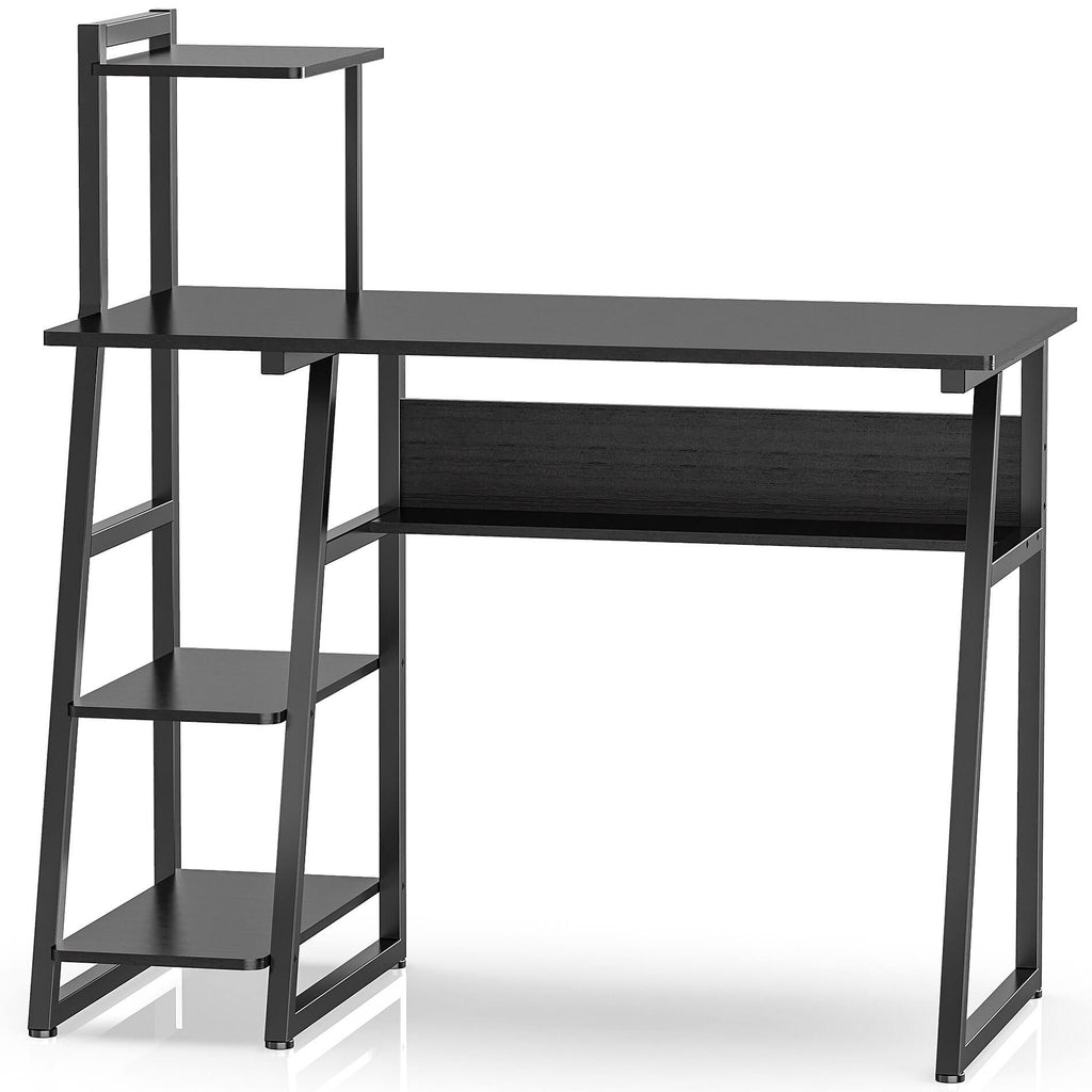 Black Computer Desk with Bookshelf R682219