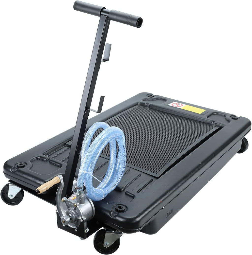 Low Profile Oil Drain Pan 17 Gallon Portable with 12V DC Centrifugal Electric Pump and 7 FT Hose C62469