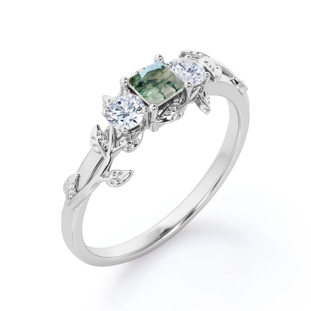 18K White Gold Plating over Silver Three Stone Engagement Ring A644376
