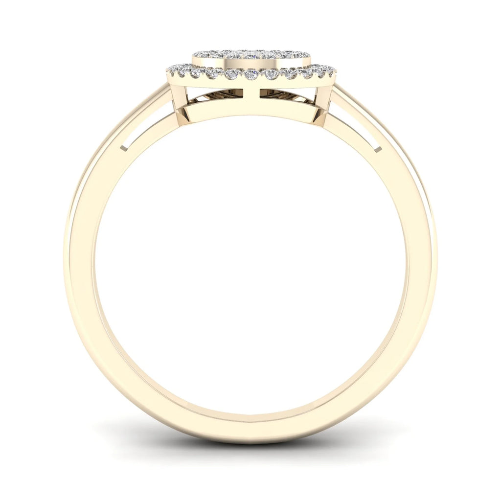 10K Yellow Gold Diamond Cluster Halo Ring U637