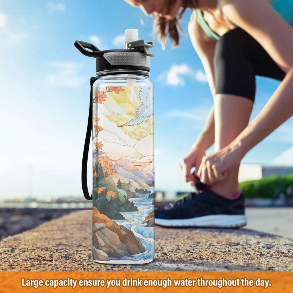 32oz Tritan Leakproof Clear Water Bottle with Straw N19313