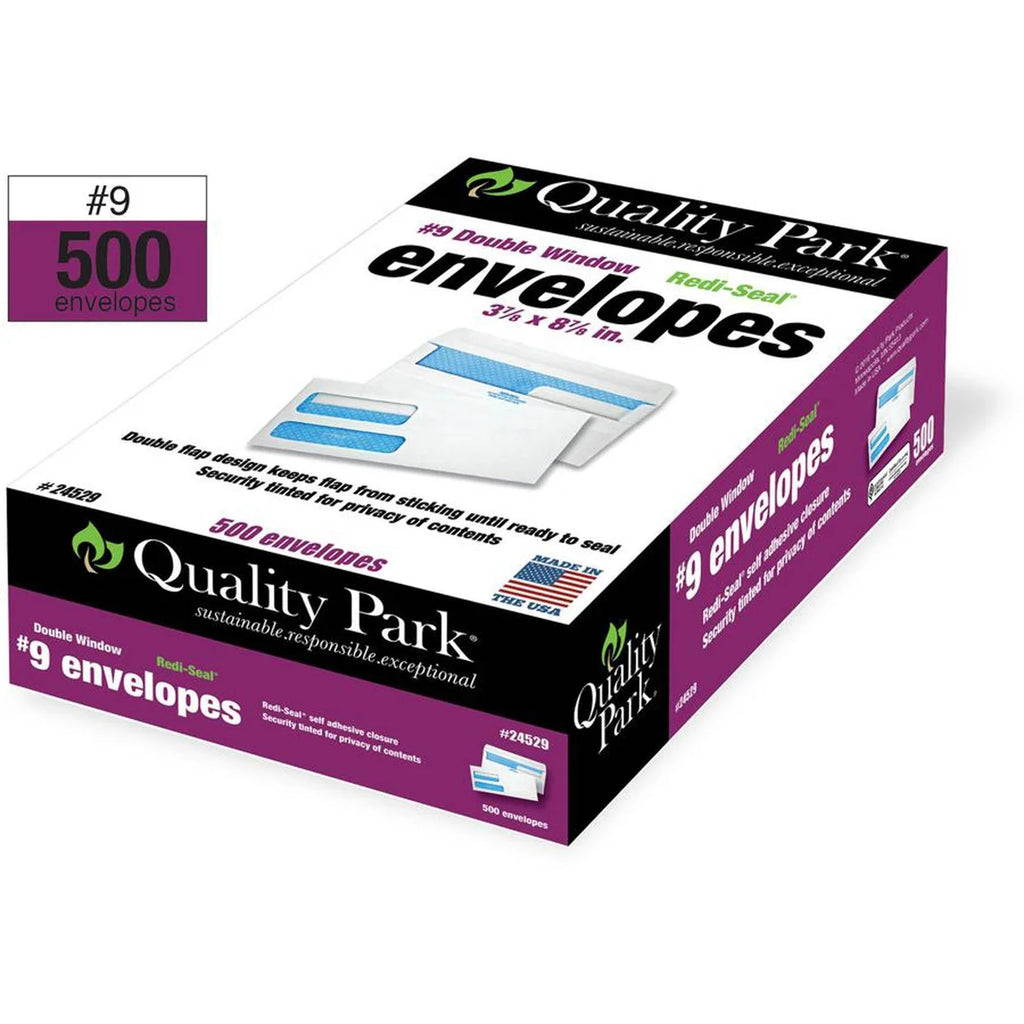White #9 Double Window Invoice & Check Envelope, 500/Box L433