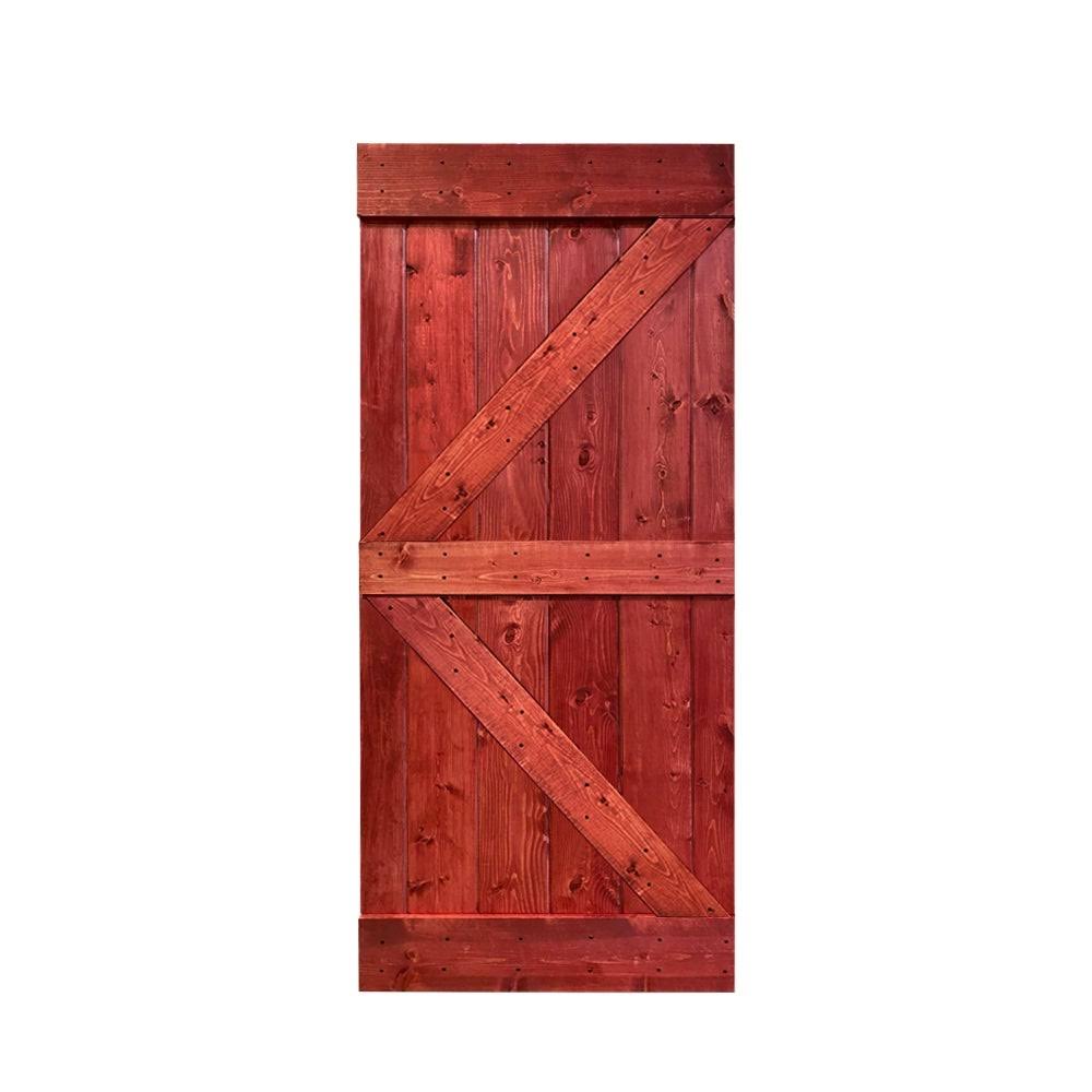 Sage Green Stained Solid Pine Wood Interior Sliding Barn Door Slab R564