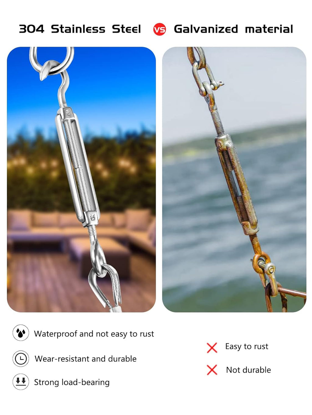 1/8 Cable Railing Kit with 200ft Wire Rope and M5 Turnbuckles R5844