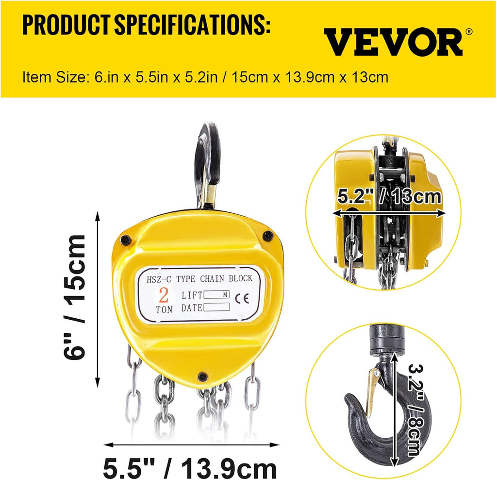 Yellow Pack of 2 Manual Chain Hoist Z7917