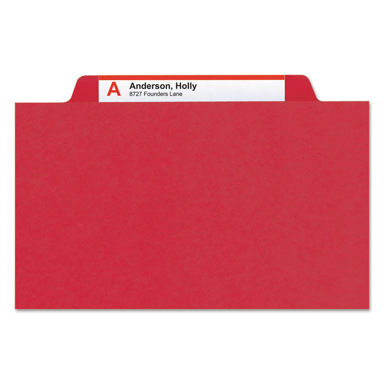 Bright Red Letter Size Classification Folders with Fasteners, 10/Box X8707