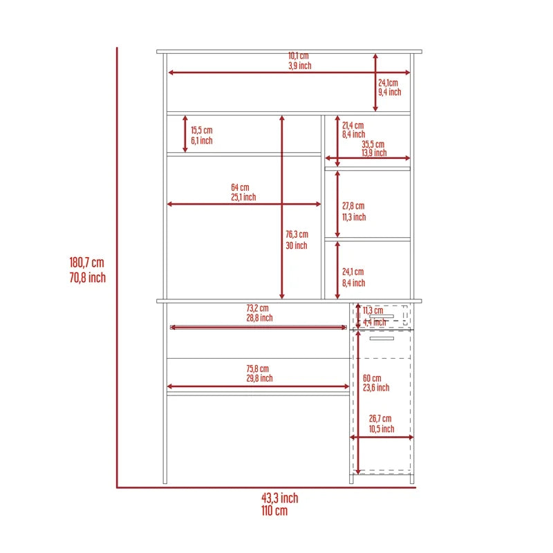 Gray Engineered Wood Hutch Desk C12484