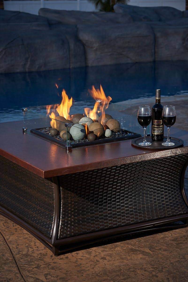 Fire Pit Glass Wind Guard, Square, 35.5x35.5x22 Z323