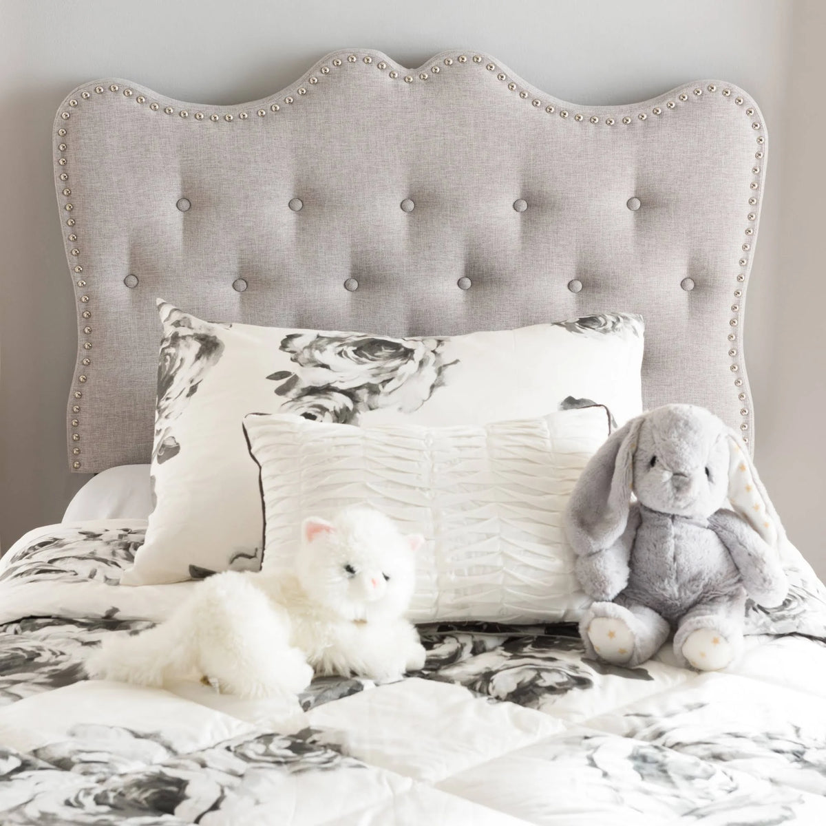 Greyish Beige Fabric Twin Headboard F621