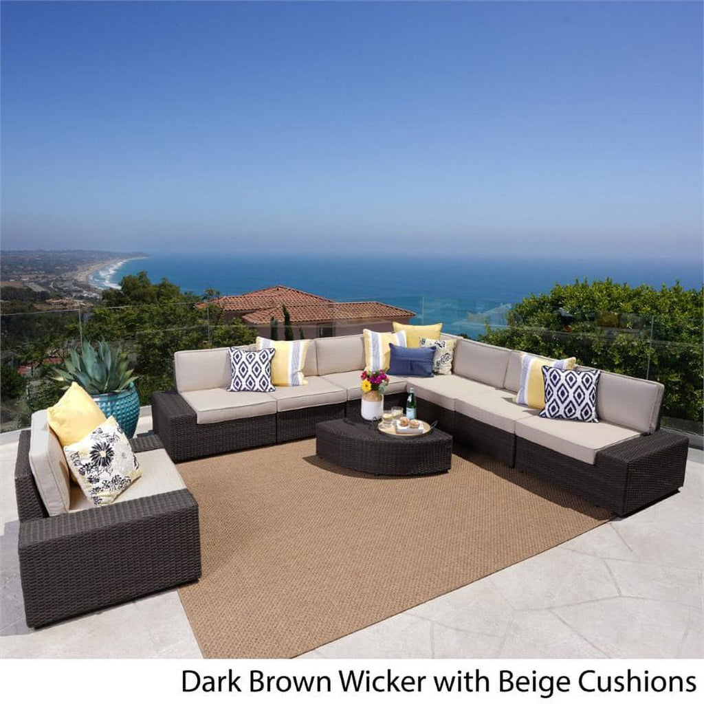 9 Piece Outdoor Wicker Sectional Sofa Set F50204