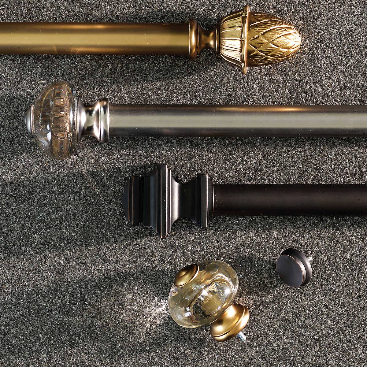 Glass Knob Satin Brass Finials Set of 2 D690760