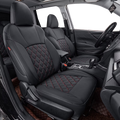 Black/Red Leatherette Full Set Car Seat Covers X4581