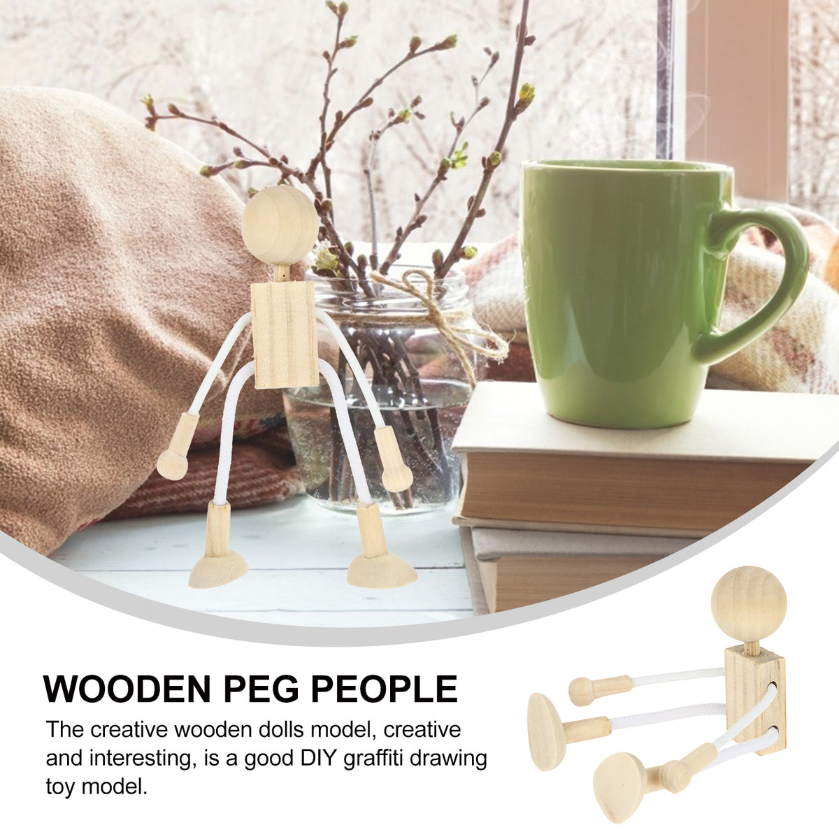 5pcs Unfinished Wooden Dolls for Arts and Crafts D4531
