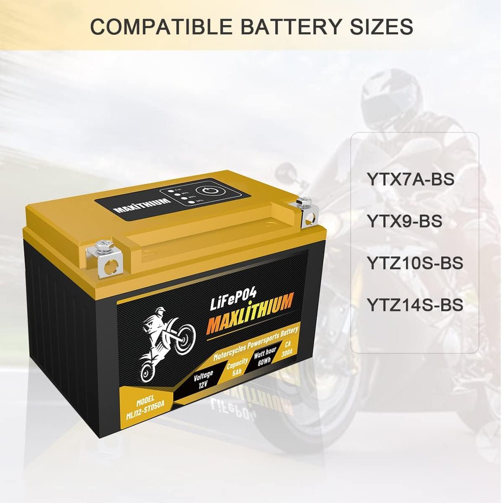 12V 5Ah 300A Lithium Powersports Battery with Battery State-of-charge Indicator R669
