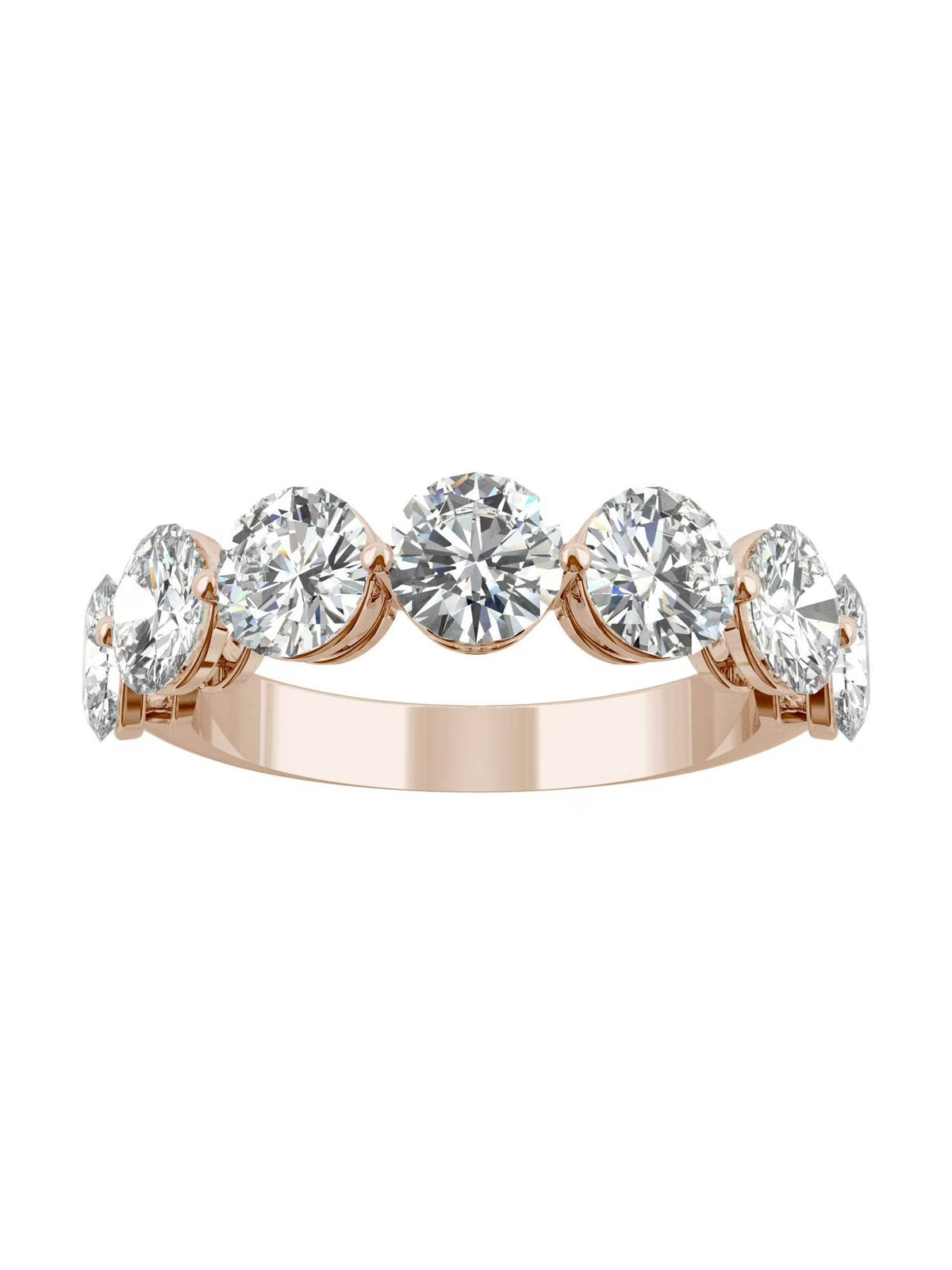 14K Rose Gold Moissanite 5mm Round Wedding Band Size 5 X4856
