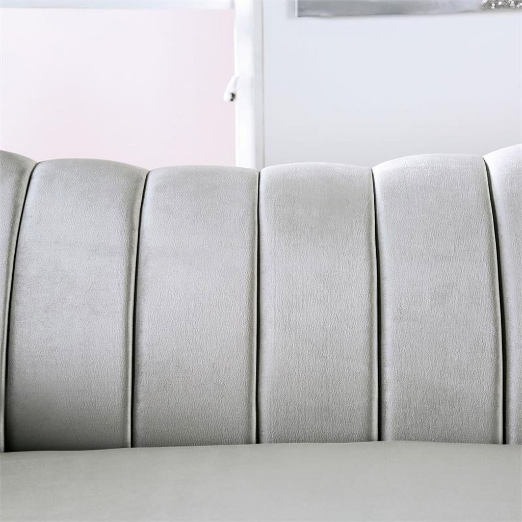Chenille Upholstered Loveseat in Pewter N16196