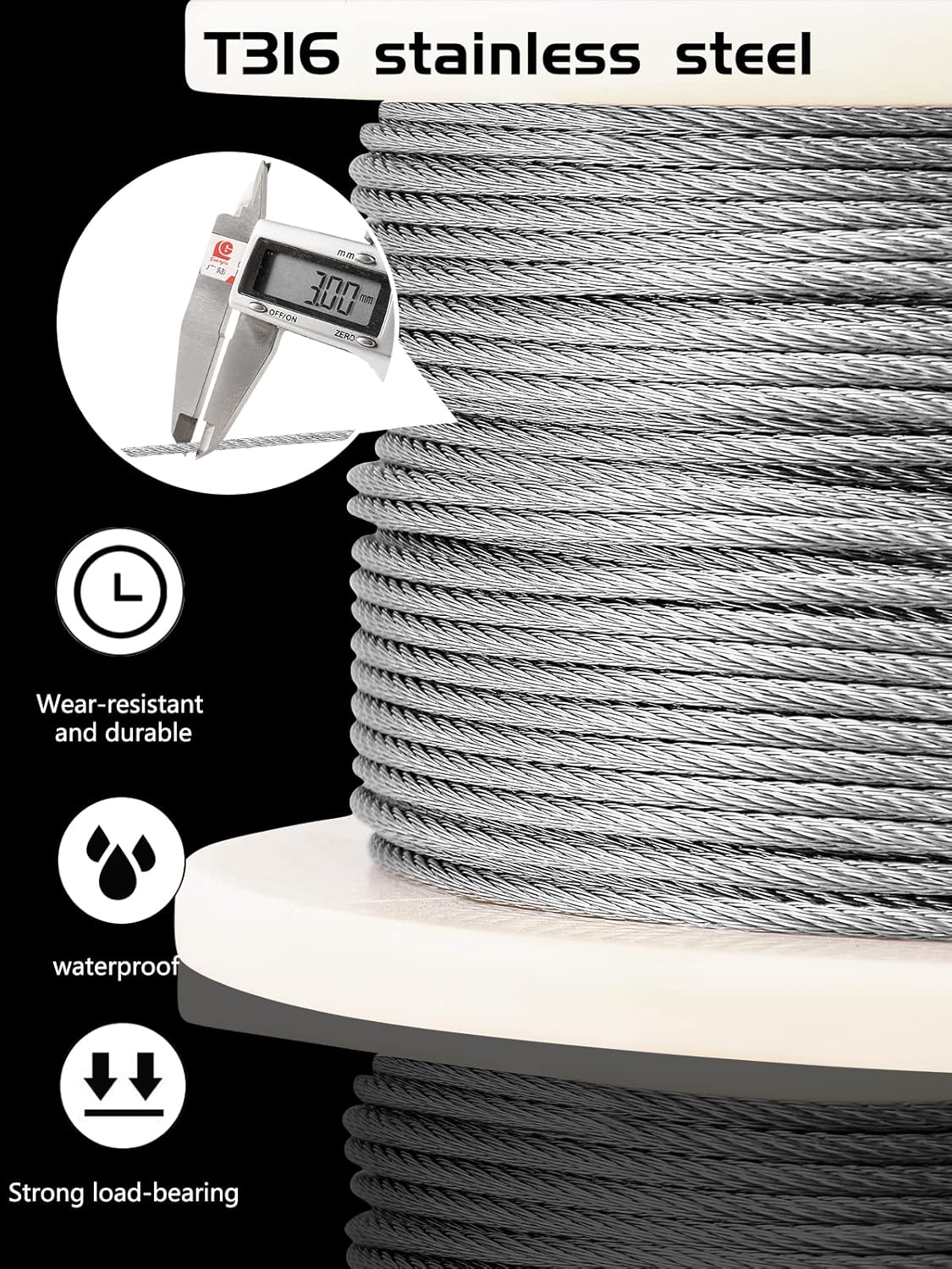 1/8 Cable Railing Kit with 200ft Wire Rope and M5 Turnbuckles R5844
