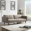 Beige Yellow Linen Square Arm Convertible Sofa L45555