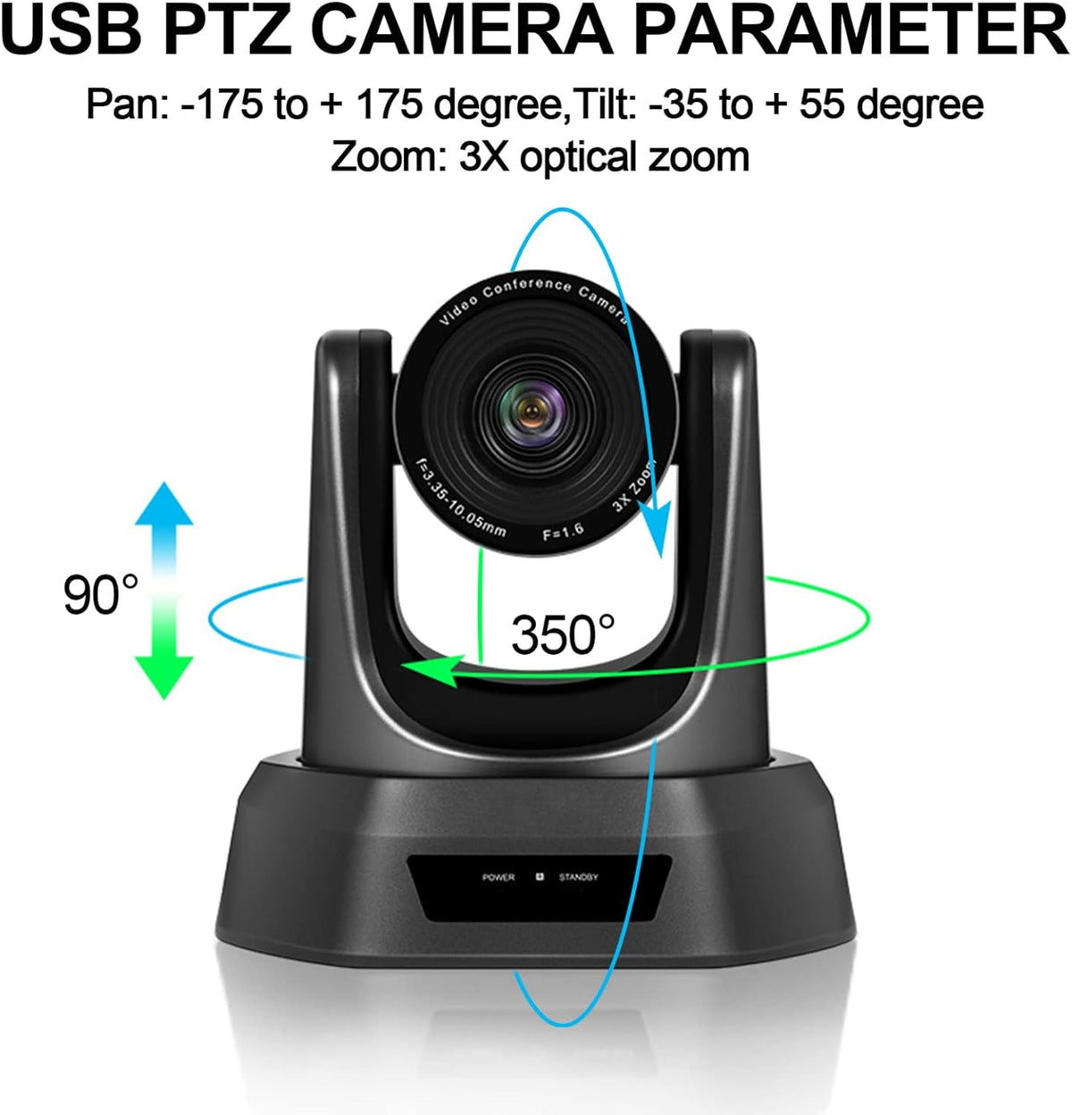 3X Zoom 1080P HD PTZ Conference Camera with Mic and Speaker C448465