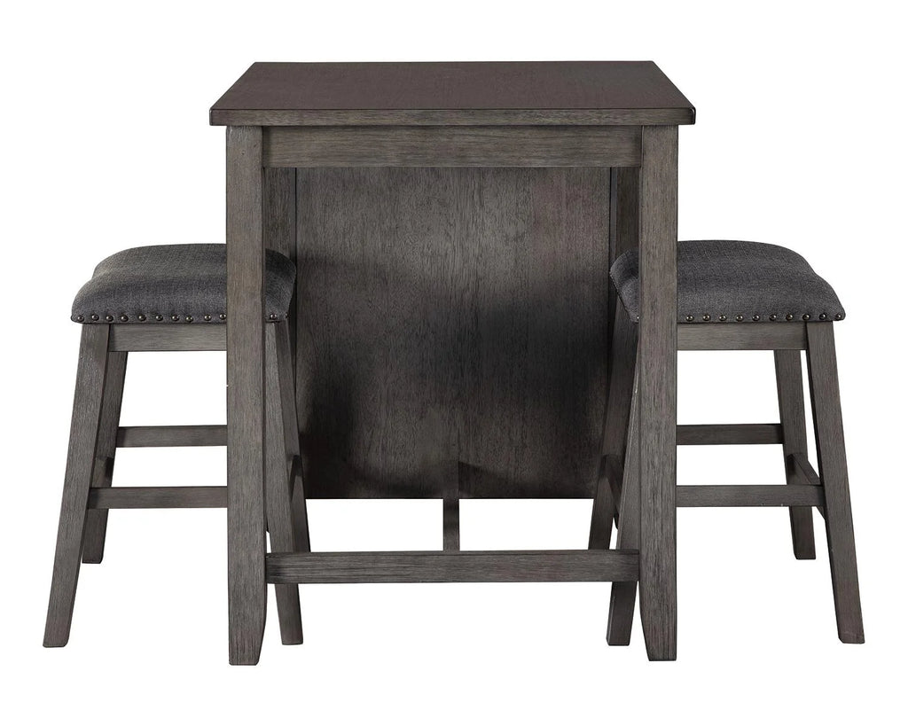Counter Height Dining Table and Bar Stools Set of 3 Gray K2988