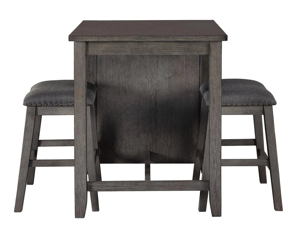 Counter Height Dining Table and Bar Stools Set of 3 Gray K2988