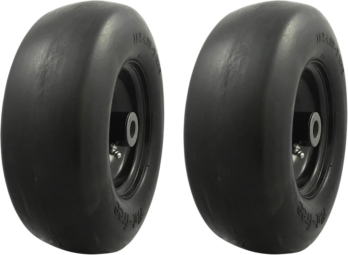 11x4.00-5 Flat Free Lawnmower Tire Assembly, Pack of 2 D64891