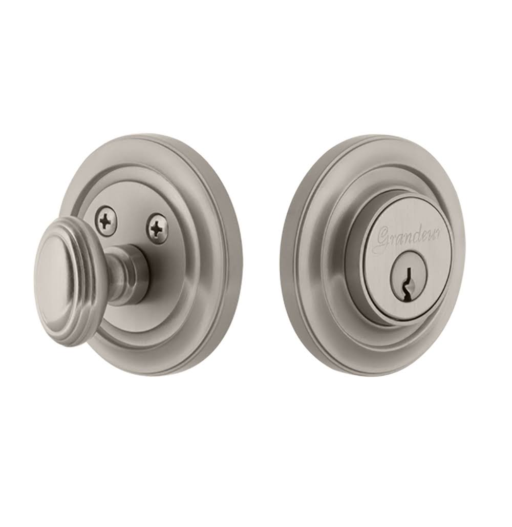 Single Cylinder Deadbolt with Circulaire Plate in Satin Nickel O76949