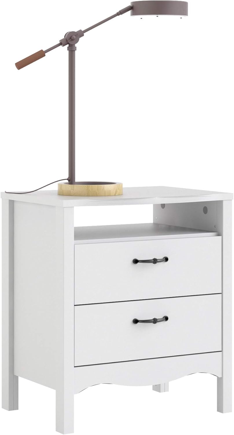 White 2 Drawer Nightstand A275