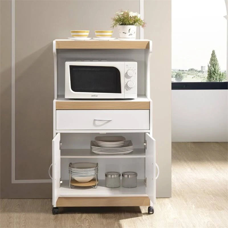 White Microwave Kitchen Cart I968995