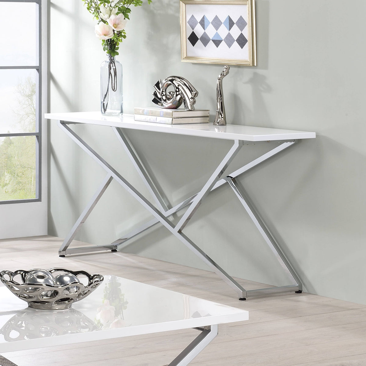 High Gloss White Sofa Table U881