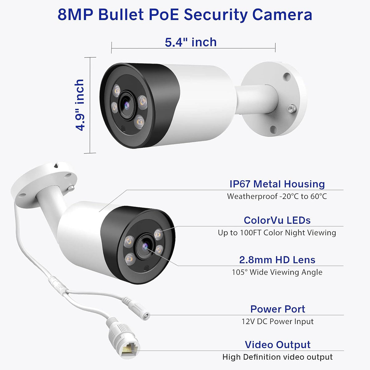 8MP UltraHD 4K PoE IP Camera Bullet E271