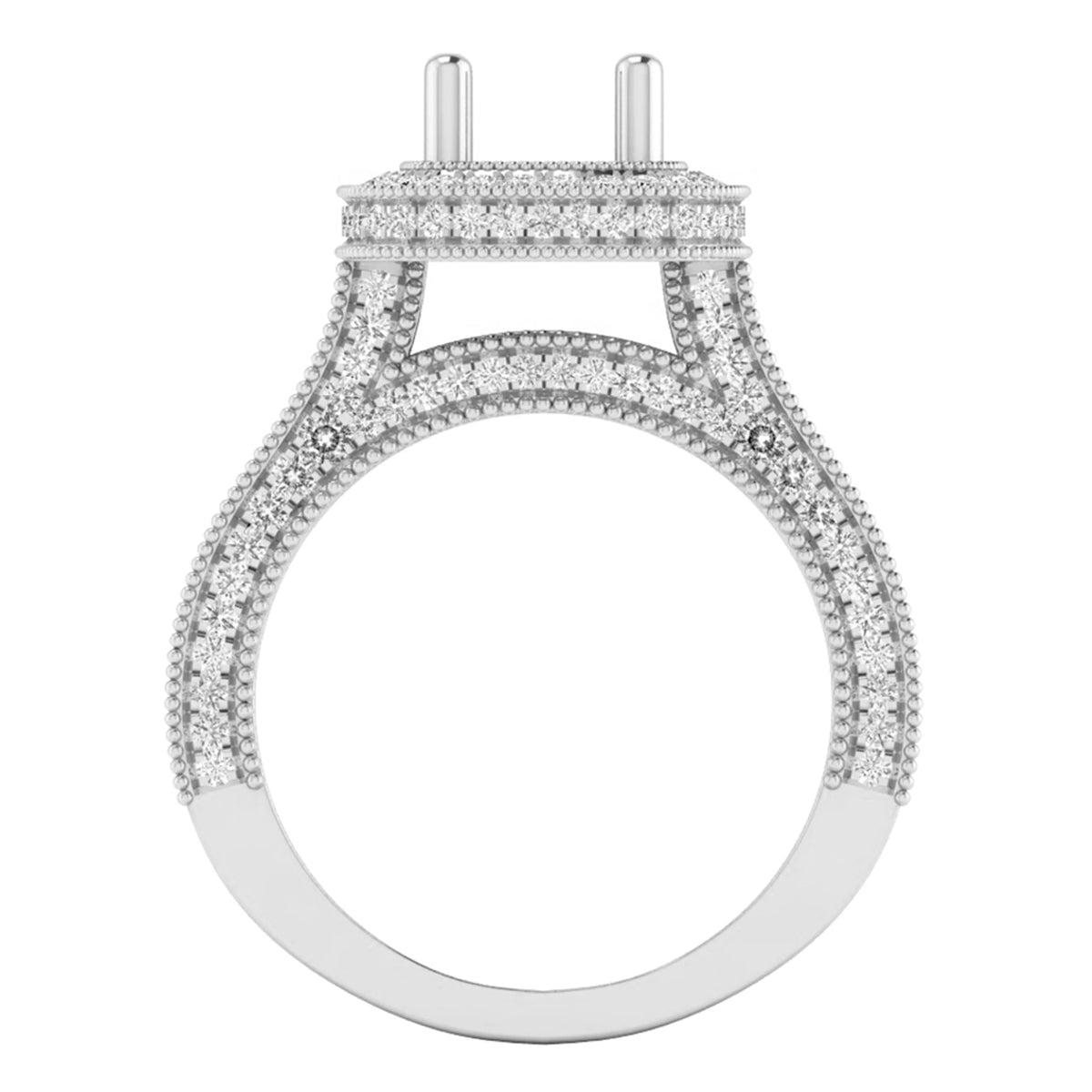 0.90 Carat 10K White Gold Round White Diamond Semi Mount Engagement Ring C679667