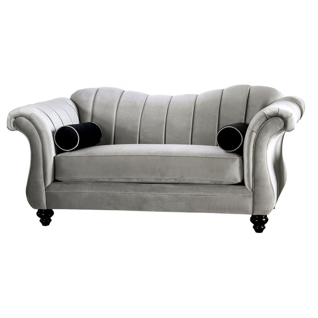 Chenille Upholstered Loveseat in Pewter N16196