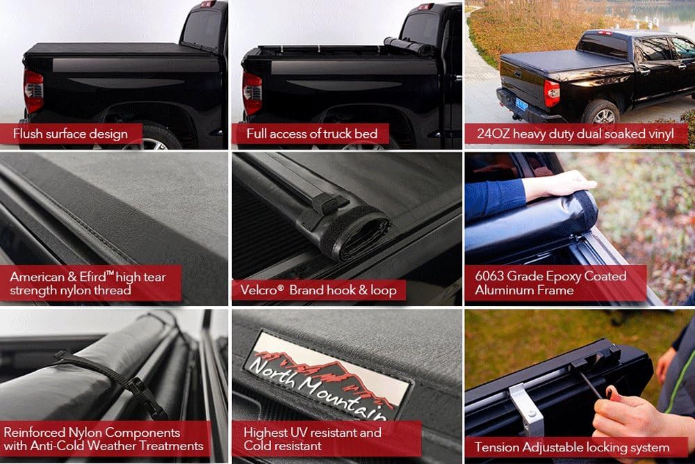 Soft Roll Up Tonneau Cover for 5.8' Bed W662353