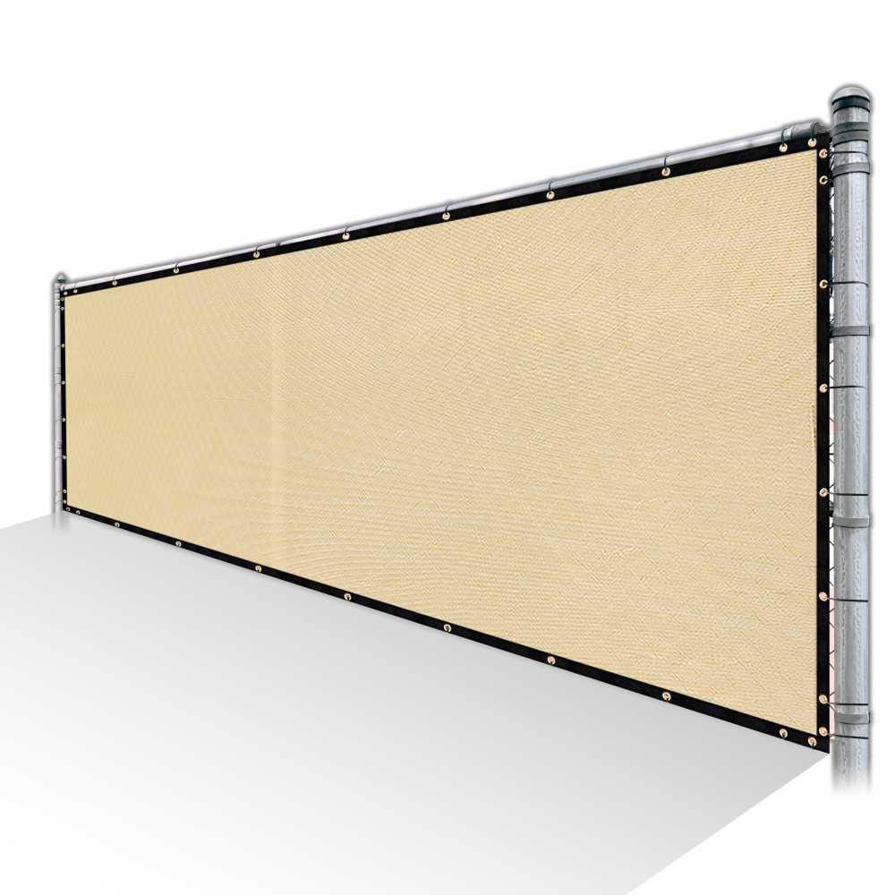 Beige Privacy Fence Screen HDPE Mesh Screen with Reinforced Grommets E26368