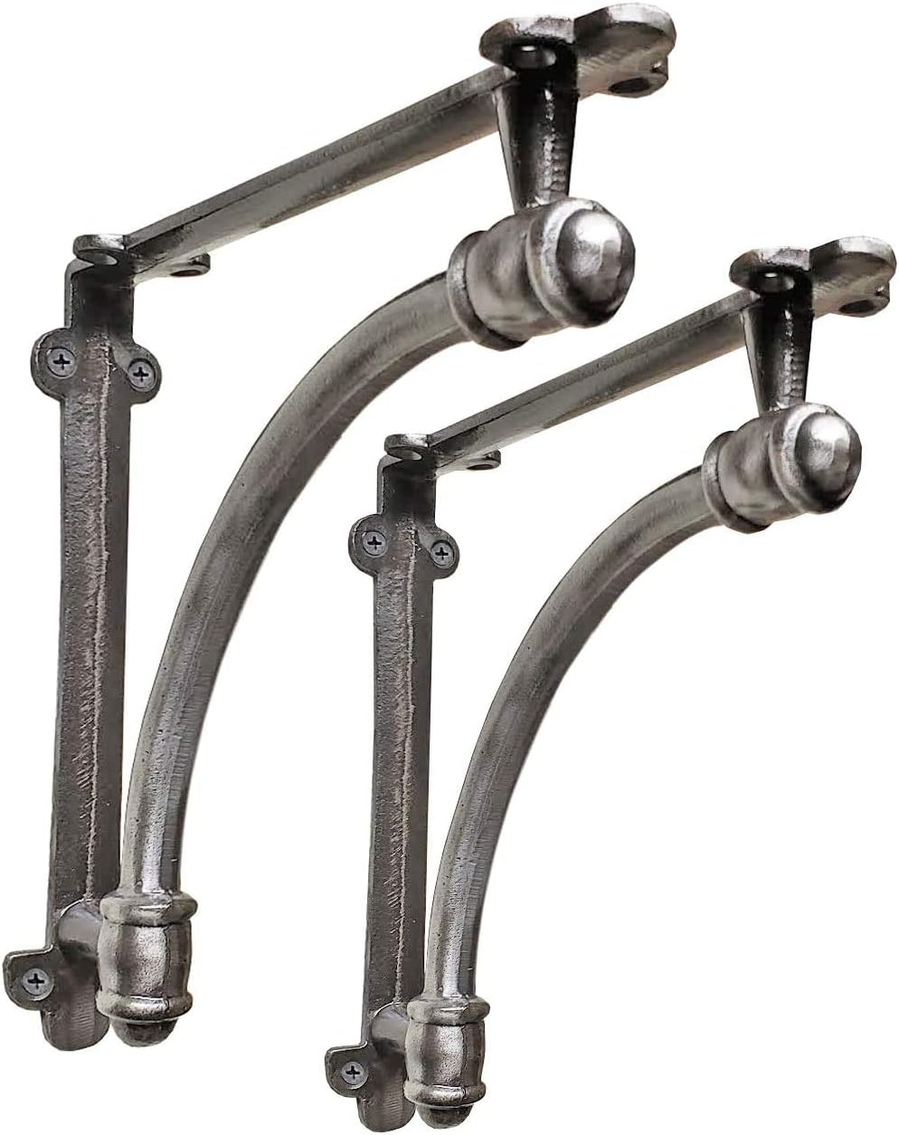 2 Pack Heavy Duty Large 9.6x1.7x9.6 inch Half Round Wall Shelf Bracket, Rustic Black Iron Finish U163571