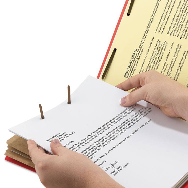 Bright Red Letter Size Classification Folders with Fasteners, 10/Box X8707