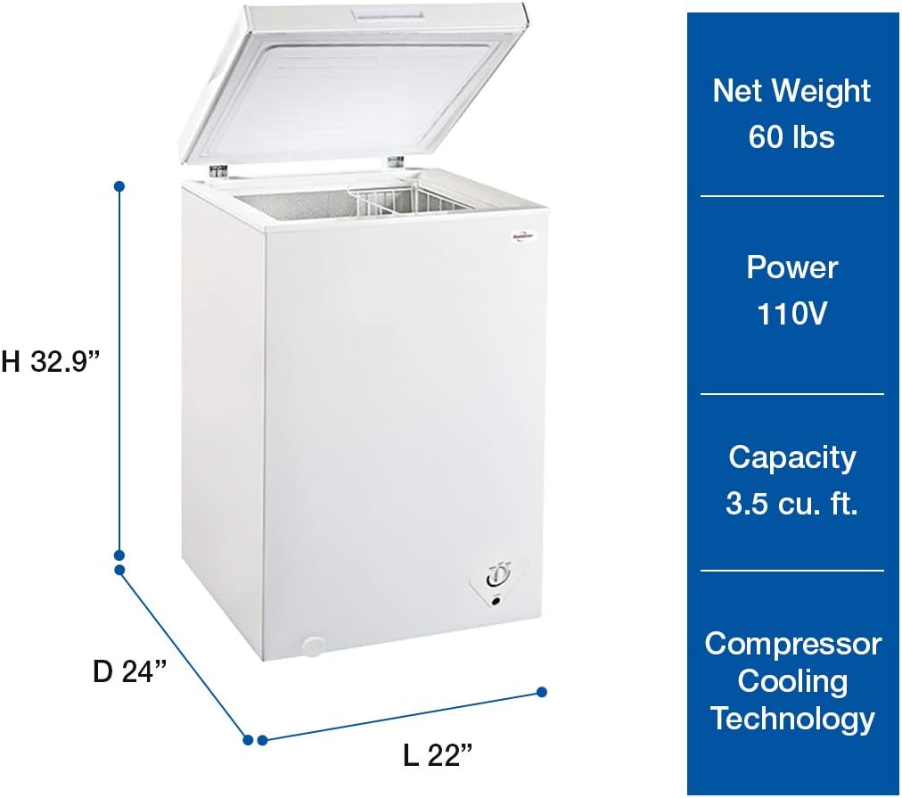 Compact Chest Freezer with Flip-Up Lid, 3.5 Cubic Feet Capacity J3812