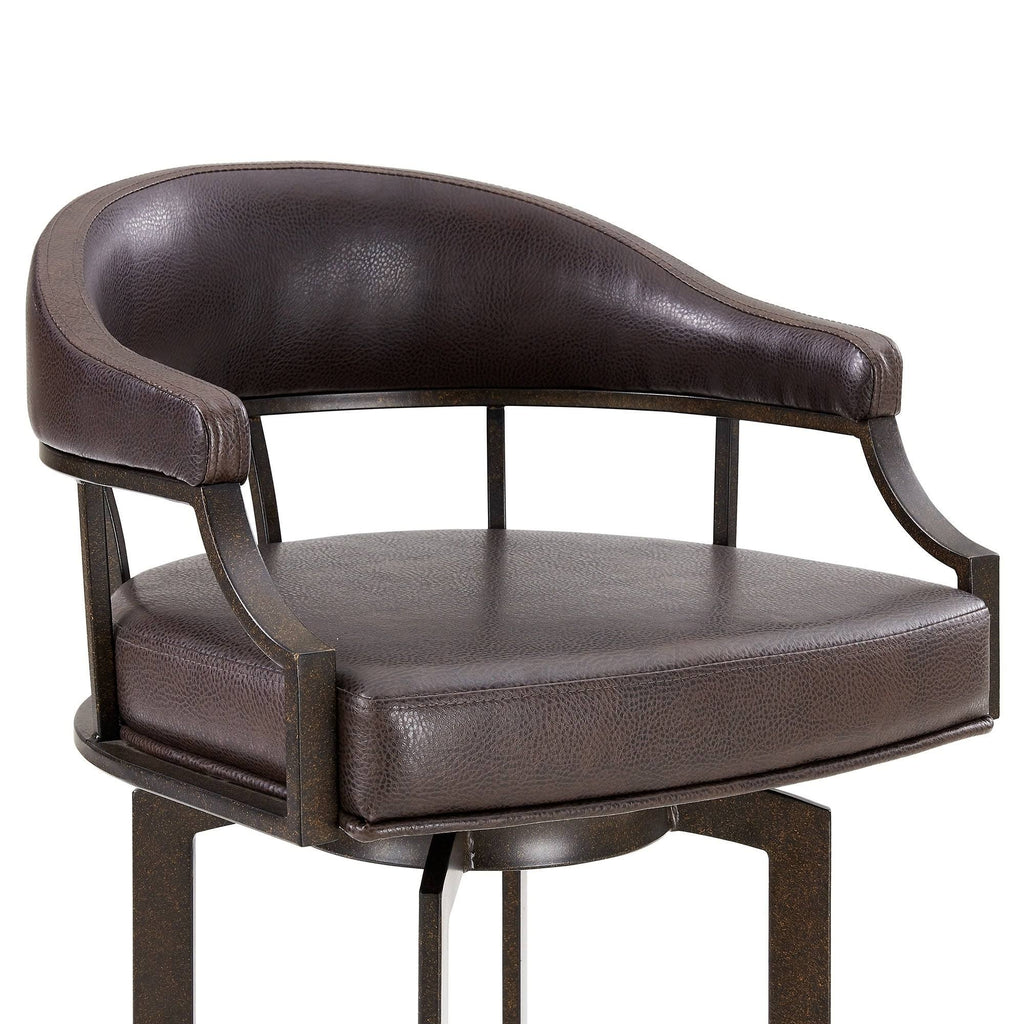 Auburn Bay and Brown Faux Leather Swivel Bar Stool G9055
