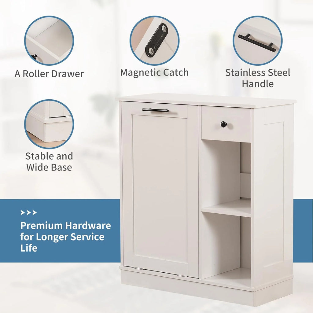 10 Gallon Tilt Out Trash Cabinet with 1 Drawer and 2 Open Storage Shelf M72106