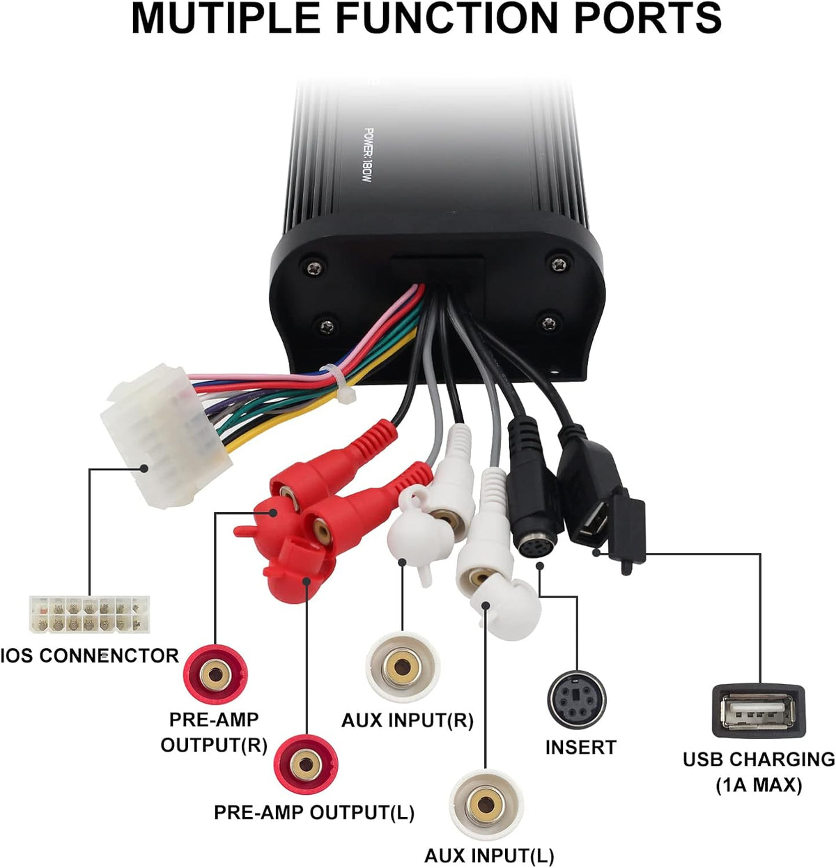 180 Watts 4 Channel Waterproof Marine Bluetooth Amplifier H4997