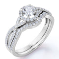 10k White Gold Diamond Halo Wedding Ring Set P16794