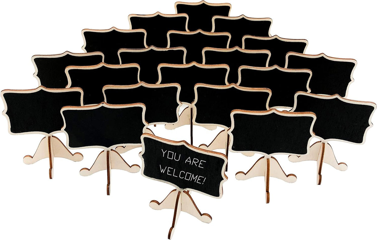 20 Pcs Wood Mini Chalkboard Signs with Easels P35563