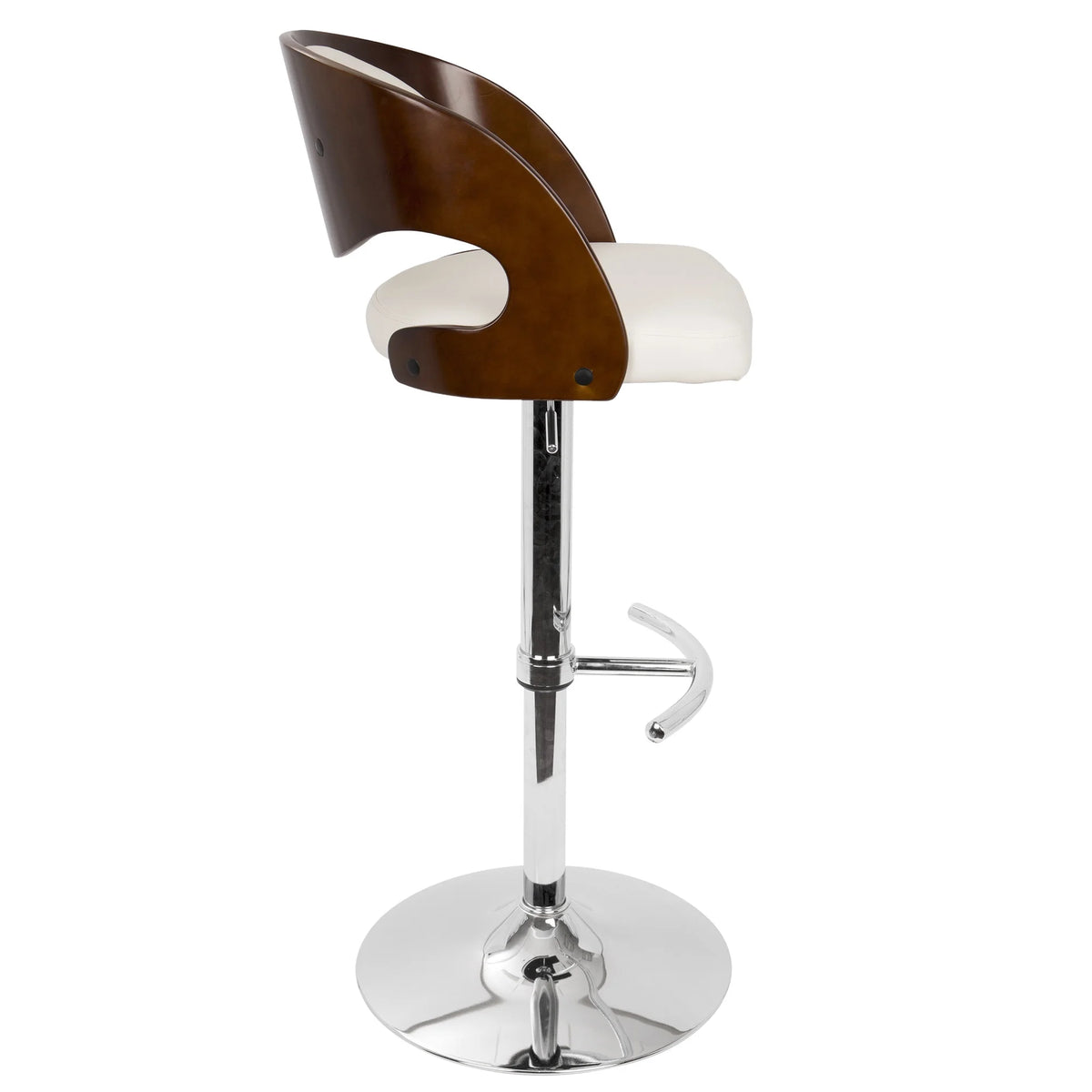 Cherry and White Faux Leather Adjustable Swivel Barstool P1956