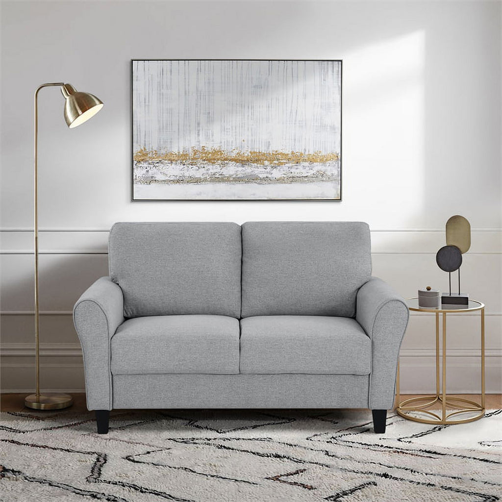 Textured Fabric 2-Piece Upholstered Sofa Set in Dark Gray I45987