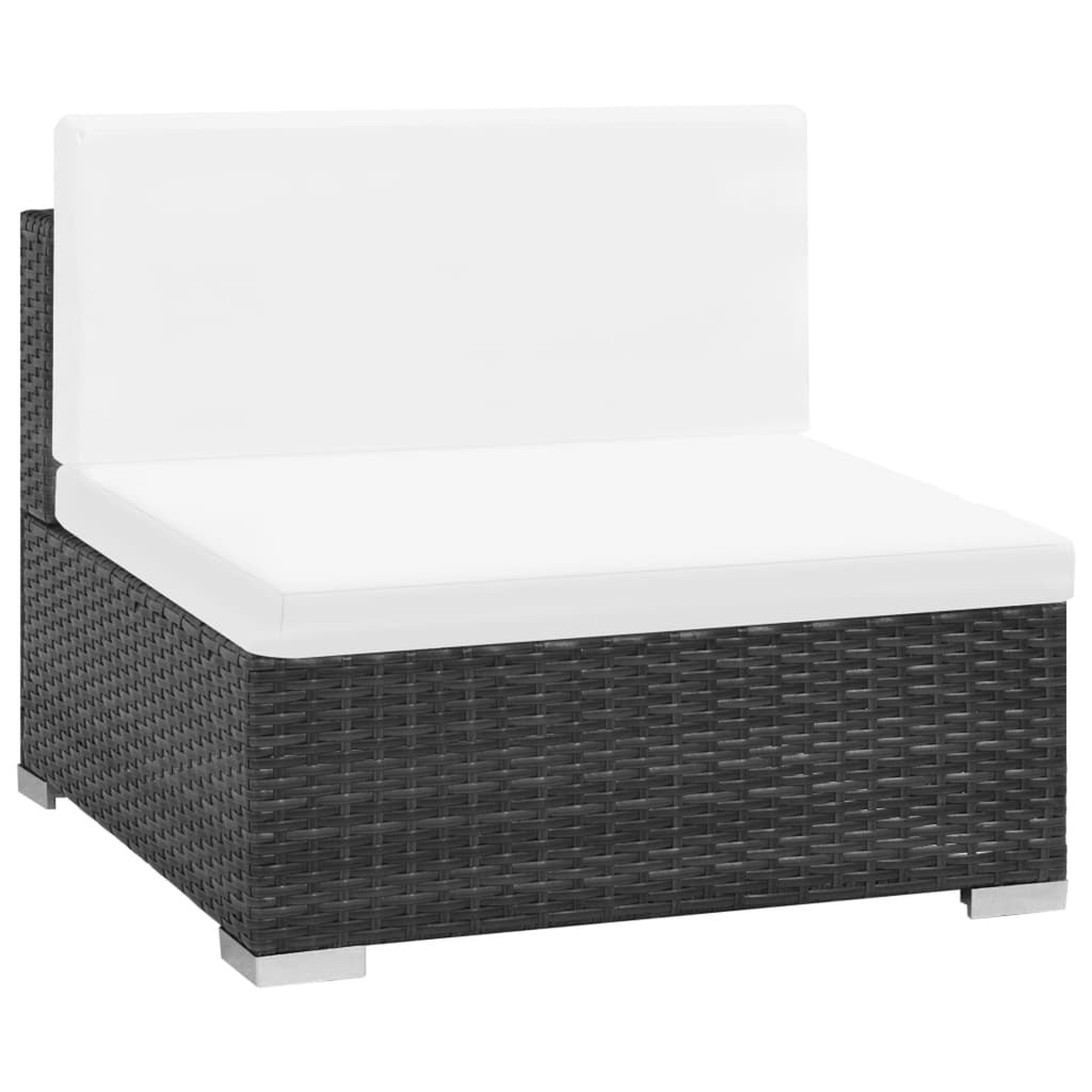 6 Piece White Cushioned Poly Rattan Patio Conversation Set with Coffee Table O909