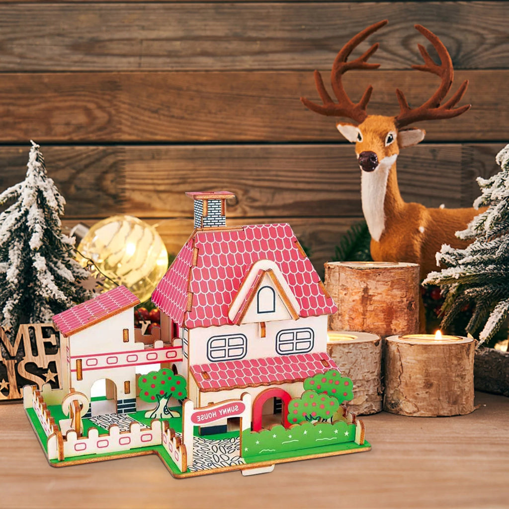 45Pcs 3D Wooden Puzzles DIY Building Model Toys E165252
